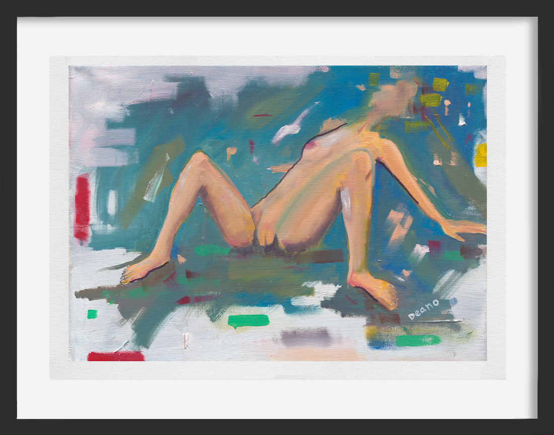 A captivating art print featuring a dynamic fusion of deep colours and fluid shapes, seamlessly blending and dissolving into each other to create an eye-catching and evocative composition.