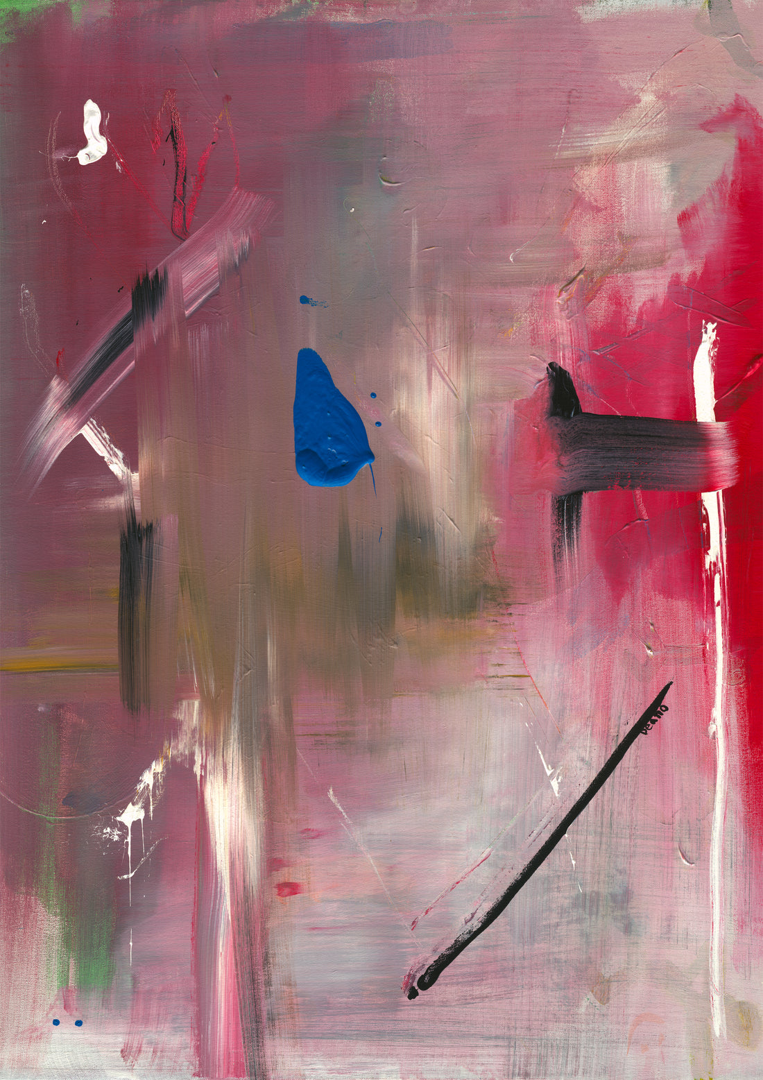 A close-up view of a limited-edition giclée print, radiating with a dynamic composition of bold and vibrant colours. The energetic brushstrokes, complemented by contrasting splashes, evoke a sense of depth and emotion.