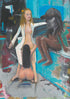 A close up of a limited edition artwork titled ‘Encounter’. It features three figures in a bathroom, skillfully illustrating the essence of human connection through their expressive and dynamic interactions.